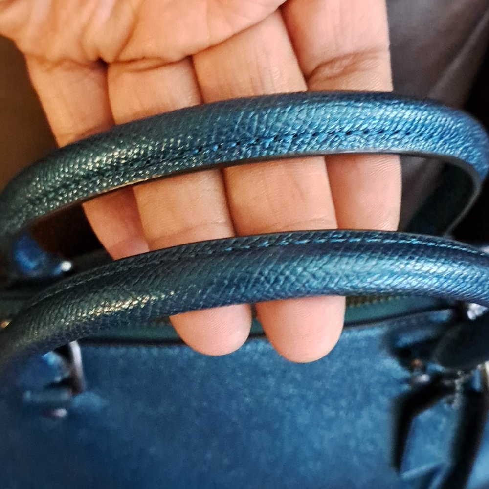 Coach Sierra Satchel in Metallic Dark Teal w/crossbody so Unique And Beautiful - Picture 4 of 13